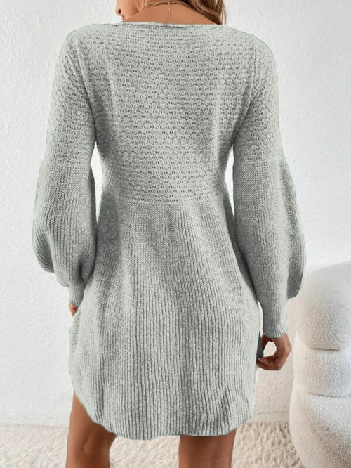 Autumn and winter new type of knitted dress women waist show thin fragrance style of A woman long sleeve A-line sweater dress la